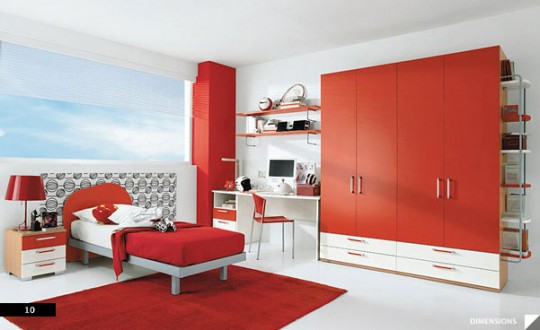 Red Combinations Kid’s Bed Rooms