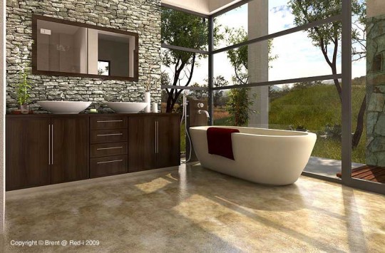 Bathroom with Glass Wall by Voodoo Butta