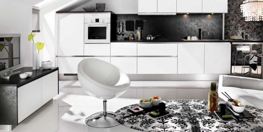 Black an White Living Kitchen