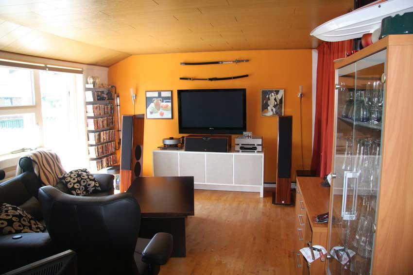 Drawing Orange living Room Tv Setup - Interior Design Ideas