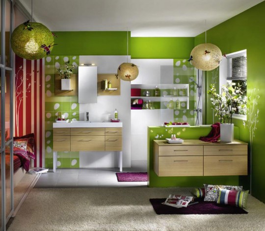 Fresh and Gorgeous Green Bathroom from Delpha