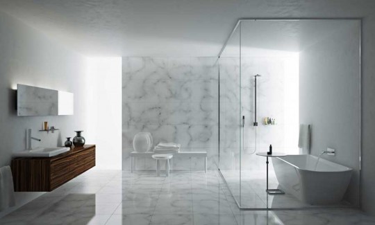 Minimalist and Modern Marble Bathroom Design