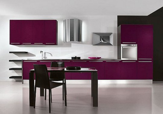 Modern Purple Kitchen with Appliances