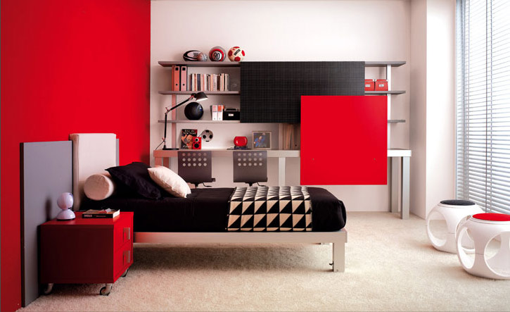 Red And White Teen Room Design Ideas - Home Spaces Design