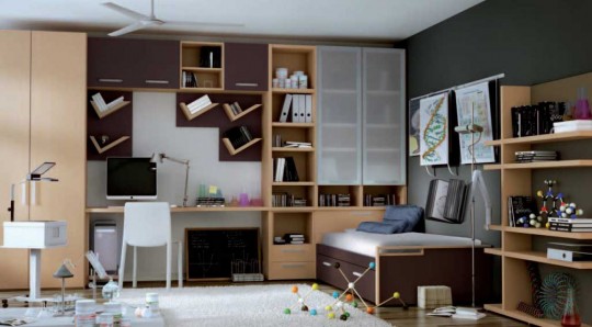 Awesome Themed Teen Rooms for Art Lovers: Scientist Themed Kids Room with White Rug