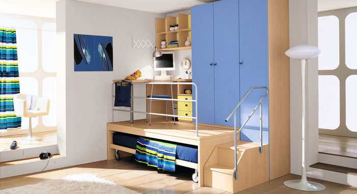 Simple Boys Bedroom with Multilevel Study Table - Interior Design ...