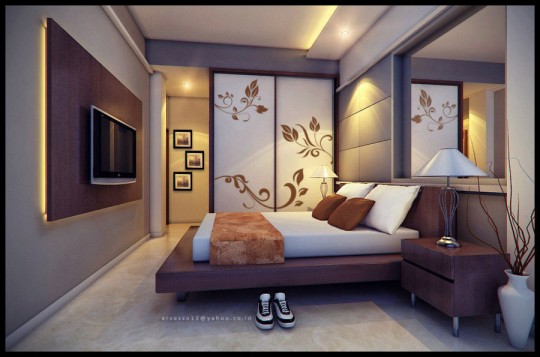 Simple Warm Bedroom with Cool Wall Art