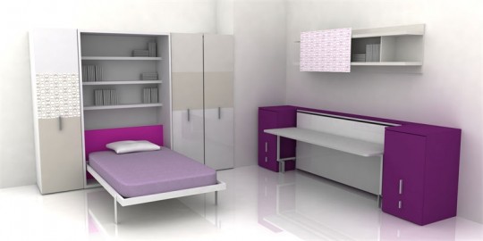 Contemporary Teen Room Furniture for Small Bedroom by Clei