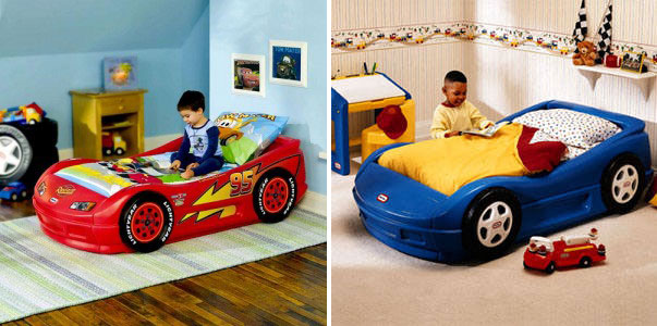 Cool Blue and Red Car Bed for Kids Room - Interior Design Ideas