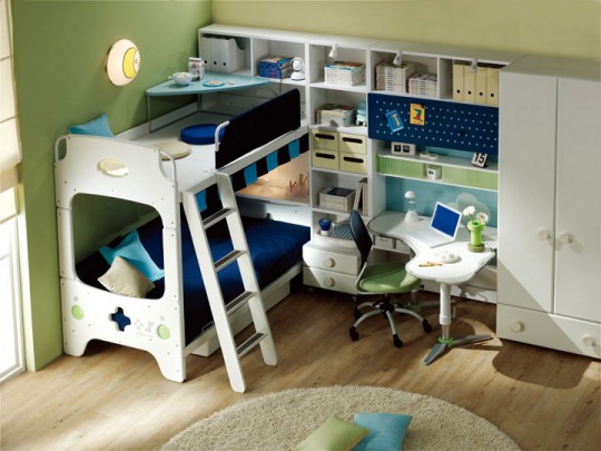 Bunk Bed Like Game Boy with Corner Study Desk