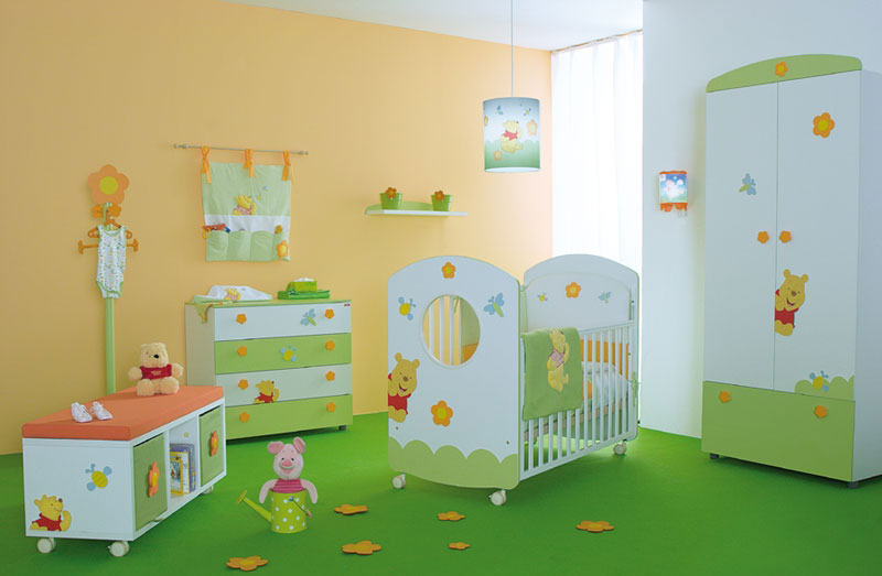 Cute Baby Nursery Room With Winnie the Pooh Furniture Decor 