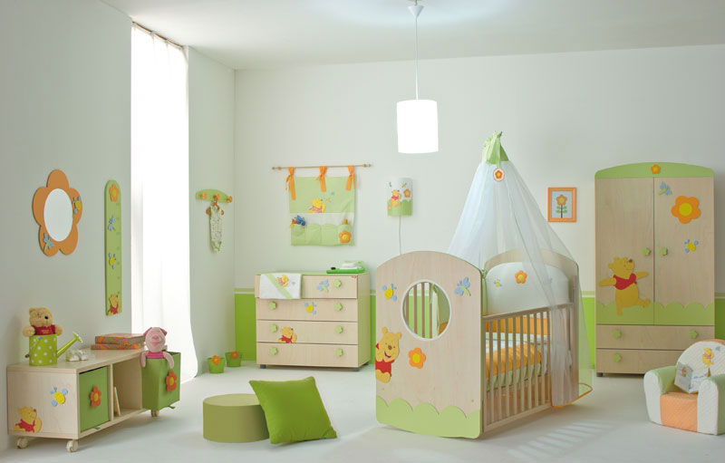 Modern Baby Nursery Room Winnie the Pooh Decorations - Interior ...