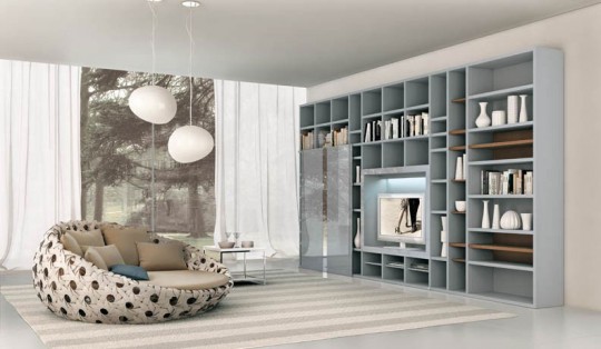New Soft Blue and Grey Shelving Unit Design Ideas