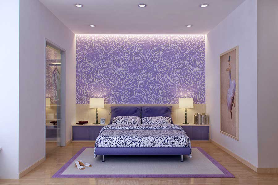 Beautiful Purple and White Bedroom Design  Beautiful Purple and White