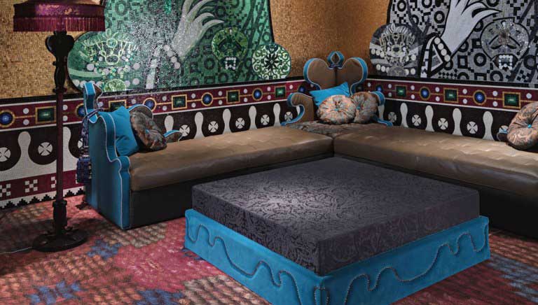 blue and brown living room designs on Blue And Brown Living Room Furniture With Mosaic Wall Design  Blue And