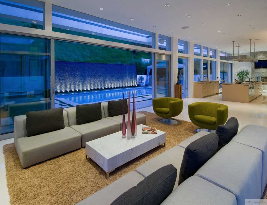 Modern Living Room Besides The Pool  Interior Design Ideas