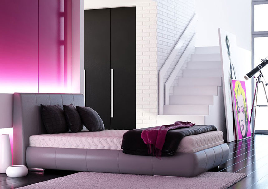 Modern Pink and Black Bedroom - Interior Design Ideas