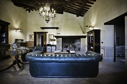 Luxury Black Leather Couch in Living Room