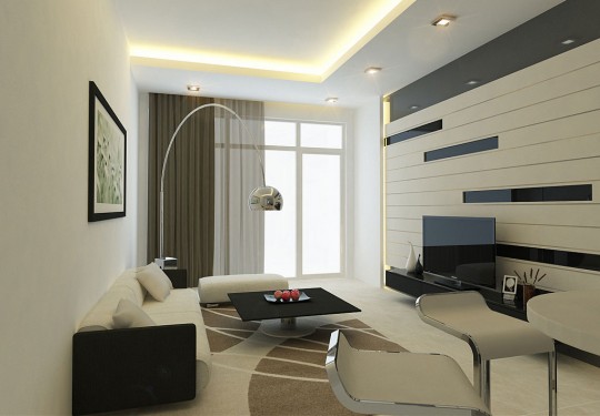 Modern Living Room Wall with Striped Decor