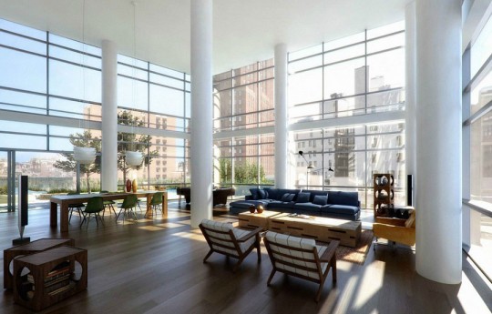 Modern Loft with Glass Wall Ideas