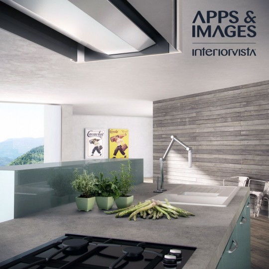 Mint Green Kitchen with Wood Wall Striped Decor