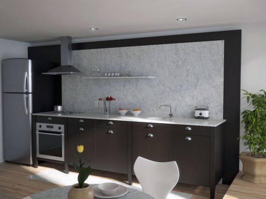 Modern Black Kitchen Marble Back Splash