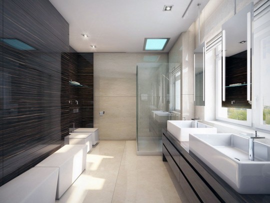 Modern White and Wood Wet Room Design