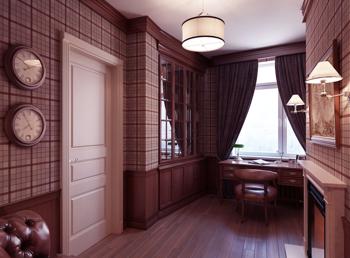 Quiet Study Room with Classic Wall Clock Interior Design Ideas