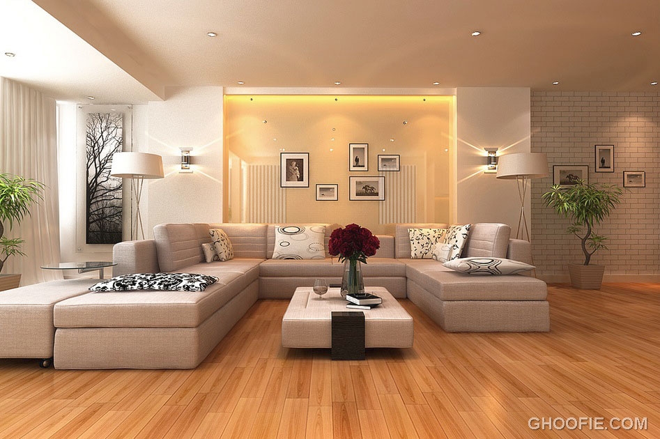 Neutral Living Room with Reccesed Ceiling Light - Interior Design ...