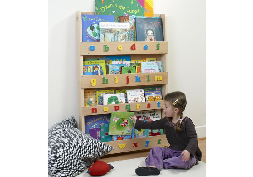Children Bookcase in Natura Finish with Lowercase Letters
