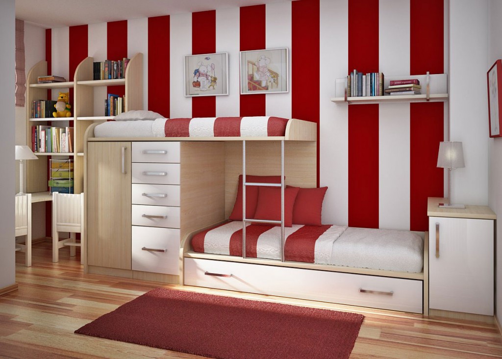 Red Stripe Kids Room Designs