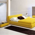 Amazing Yellow Bed with Small Rug