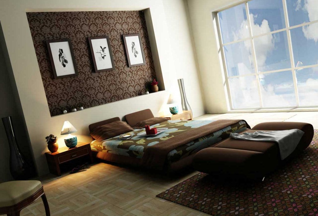 Awesome Bedroom with Modern Dramatic Wallpaper by TareqBanama