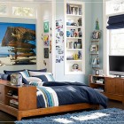 Beach Atmosphere Cool Teen Boys Room with Blue Rug