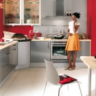 Beautiful Red Kitchen with Small Space