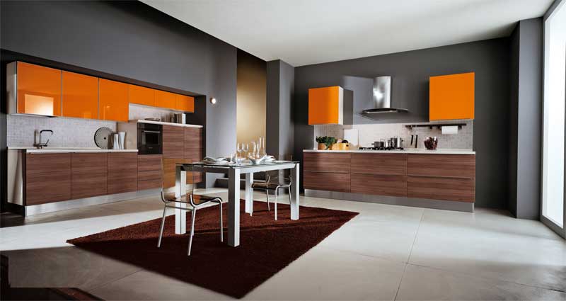 Black And Orange Kitchen Design