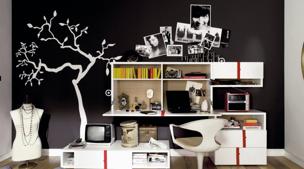 Black and White Trendy Teen Bedroom