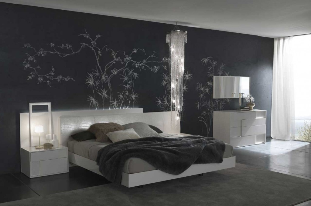Contemporary Black Bedroom with Wall Art