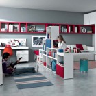 Cool Red White Blue Contemporary Teenagers Room Design Ideas