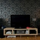 Dark Wallpaper Living Room Tv Setup