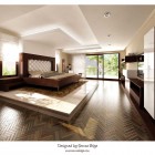 Luxury Bedroom with Herringbone Hardwood Floors