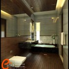 Master Bathroom with Wooden Floor by Cuanz