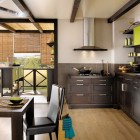 Mobala Kitchen in Green with Wood Furniture