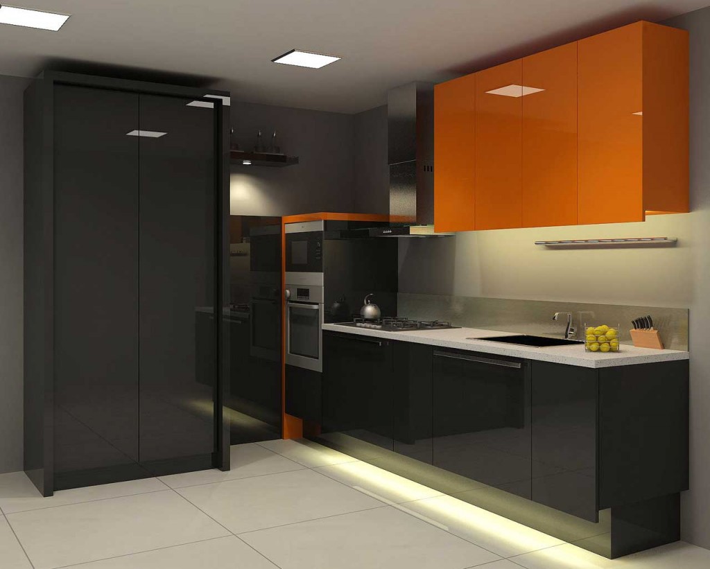 Modern Orange And Black Kitchen Design Ideas