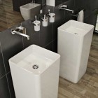 Modern and Minimalist Grey Bathroom Design Sink Pedistals