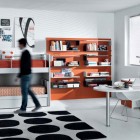Orange and Black White Contemporary Teenagers Room Design Ideas