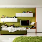 Pencil Green Yellow Bedroom with Green Grass Rug