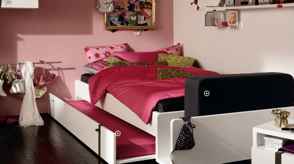 Pinky Trendy Teen Bedroom with Sliding Bed