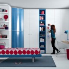 Red and Blue Beech White Contemporary Teenagers Room Design Ideas