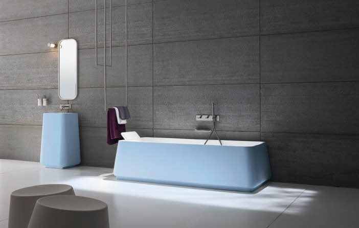 Simple Modern Bathroom Blue Sea Color Bathub Designs Ideas from Rexa